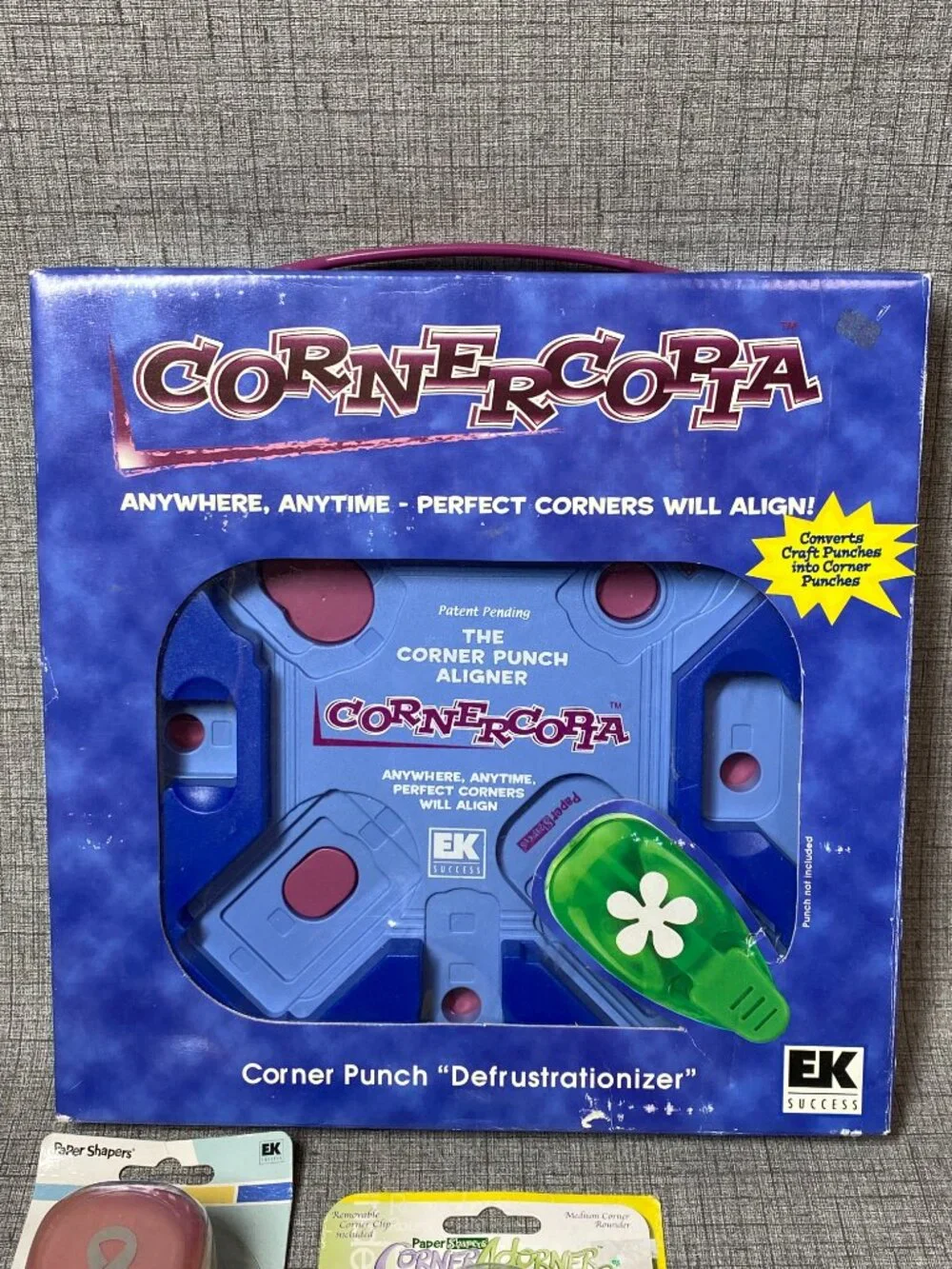 NEW EK Success Cornercopia Corner Punch With 3 Paper Punches 4pc Lot Bundle